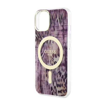 Guess Leopard MagSafe - Etui iPhone 14 (Różowy) (GUHMP14SHLEOPWP)