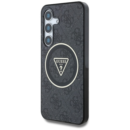 Guess 4G Glitter Triangle Buttons MagSafe - Etui do Samsung Galaxy S25+ (czarny) (GUHMS25MHG4PRTGK)