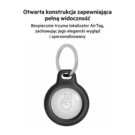 Belkin Etui na AirTag z kółkiem do kluczy, 4 szt., czarne (MSC001BTBK)