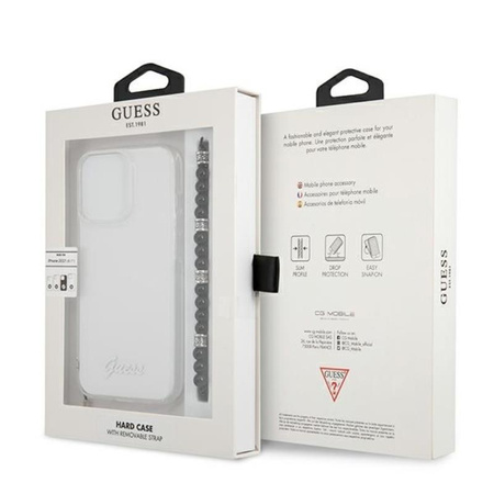 Guess Black Pearl Strap - Etui iPhone 13 Pro Max (przezroczysty) (GUHCP13XKPSBK)