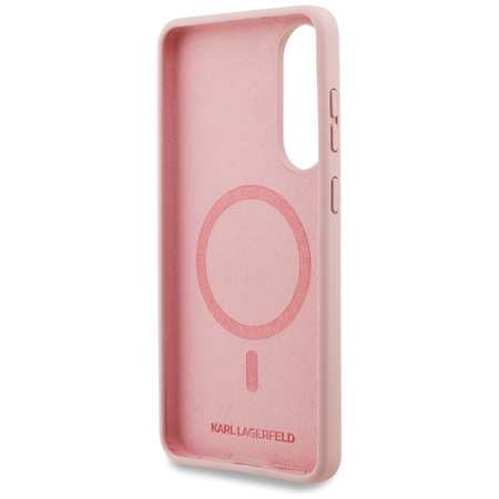 Karl Lagerfeld Silicone Double Heads And Circle MagSafe - Etui Samsung Galaxy S25 Edge (różowy) (KLHMS25ESKCHTCP)
