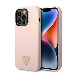 Guess Silicone Triangle Logo - Etui iPhone 14 Pro (różowy) (GUHCP14LSLTGP)