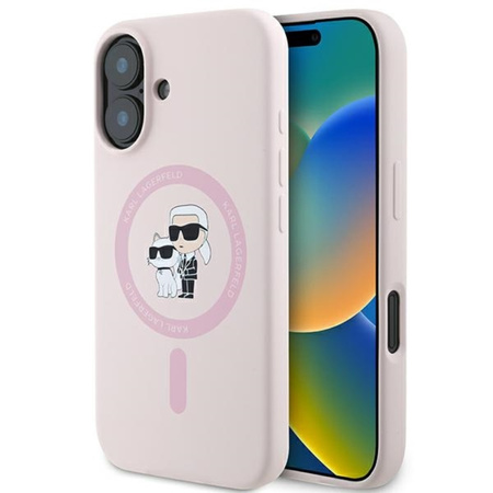 Karl Lagerfeld Silicone Karl & Choupette Ring MagSafe - Etui iPhone 16 Plus (różowy) (KLHMP16MSCMKCRHP)