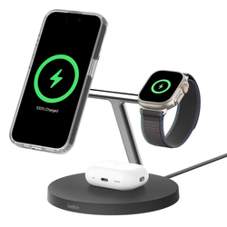 Belkin Stacja do ładowania bezprzewodowego na iPhone, Apple Watch, AirPods, Qi2 15W, czarna (WIZ032KQBK)