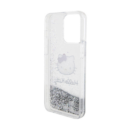 Hello Kitty Liquid Glitter Charms Kitty Head - Etui iPhone 15 Pro Max (srebrny) (HKHCP15XLIKHET)