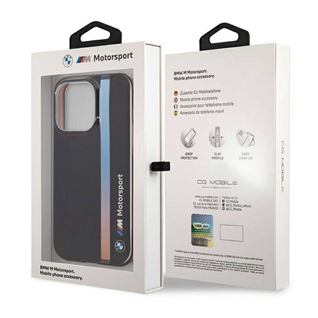 BMW Tricolor Stripe - Etui iPhone 14 Pro (Czarny) (BMHCP14L22HVGV)