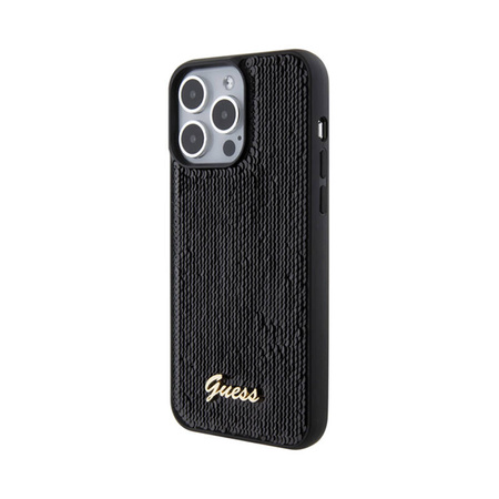 Guess Sequin Script Metal - Etui iPhone 15 Pro Max (czarny) (GUHCP15XPSFDGSK)
