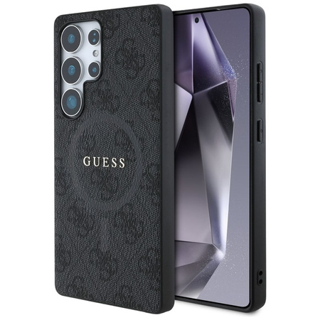 Guess Leather 4G Colored Ring Classic Logo MagSafe - Etui do Samsung Galaxy S25 Ultra (czarny) (GUHMS25LG4GFRK)