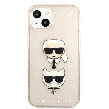 Karl Lagerfeld Glitter Karl & Choupette Head - Etui iPhone 13 mini (złoty) (KLHCP13SKCTUGLGO)