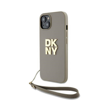 DKNY Wrist Strap Stock Logo - Etui iPhone 15 / 14 / 13 (beżowy) (DKHCP15SPBSWSE)