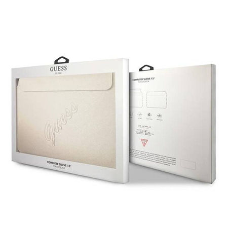 Guess Saffiano Script Computer Sleeve - Etui na notebooka 13" (złoty) (GUCS13PUSASLG)
