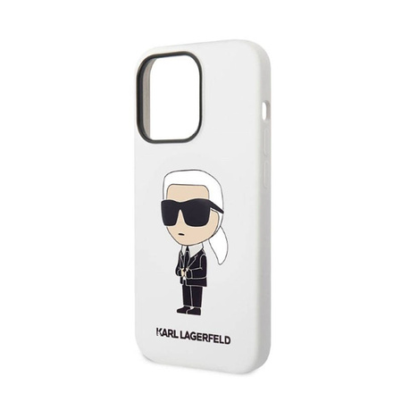 Karl Lagerfeld Silicone NFT Ikonik - Etui iPhone 14 Pro (biały) (KLHCP14LSNIKBCH)