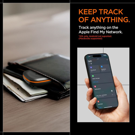 Spigen TagMe Bluetooth Tracker - Lokalizator do kluczy, plecaka, torby Apple Find My (Czarny) (AHP07580)