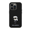 Karl Lagerfeld Silicone Ikonik Metal Pin - Etui iPhone 15 Pro (czarny) (KLHCP15LSMHKNPK)