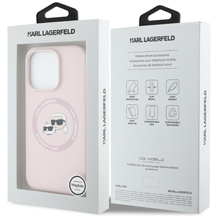Karl Lagerfeld Silicone Double Heads And Circle MagSafe - Etui do iPhone 16 Pro Max (różowy) (KLHMP16XSKCHTCP)
