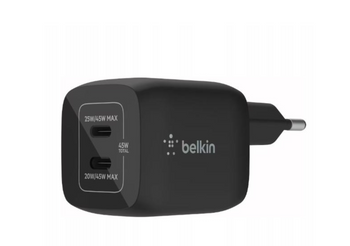 Belkin Ładowarka 45W PD PPS Dual USB-C GaN Charger - czarna (WCH011VFBK)