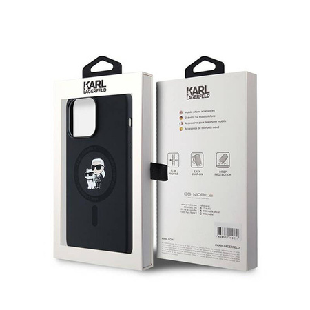 Karl Lagerfeld Silicone Karl & Choupette MagSafe - Etui iPhone 14 Pro (czarny) (KLHMP14LSCMKCRHK)