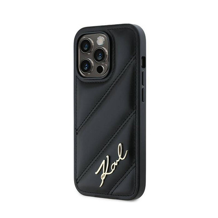 Karl Lagerfeld Diagonal Quilted Script - Etui iPhone 13 Pro (czarny) (KLHCP13LPQDSMGK)