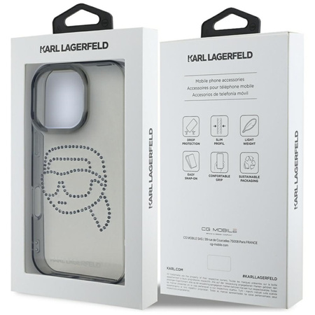 Karl Lagerfeld IML Rhinestones Karl Head - Etui do iPhone 16 Pro (czarny) (KLHCP16LHKHDCELK)