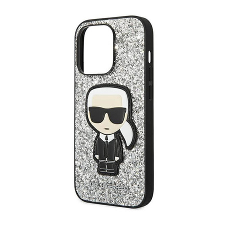 Karl Lagerfeld Glitter Flakes Ikonik - Etui iPhone 14 Pro Max (srebrny) (KLHCP14XGFKPG)