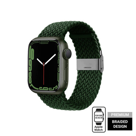 Crong Wave Band – Pleciony pasek do Apple Watch 44/45/46/49 mm (zielony) (CRG-44WAV-GRN)