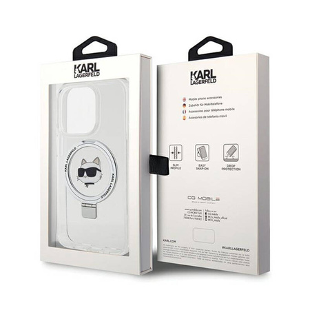 Karl Lagerfeld Ring Stand Choupette Head MagSafe - Etui iPhone 15 Pro Max (biały) (KLHMP15XHMRSCHH)