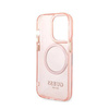 Guess Gold Outline Translucent MagSafe - Etui iPhone 14 Pro (różowy) (GUHMP14LHTCMP)