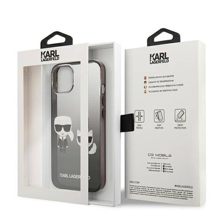 Karl Lagerfeld Gradient Ikonik Karl & Choupette - Etui iPhone 13  mini (czarny) (KLHCP13STGKCK)