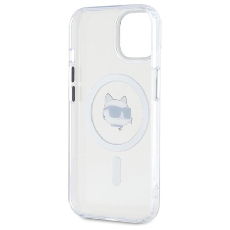 Karl Lagerfeld IML Metal Choupette Head MagSafe - Etui iPhone 15 (biały) (LHMP15SHLSCHH)