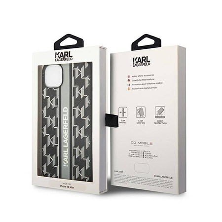 Karl Lagerfeld Monogram Stripe - Etui iPhone 14 Plus (szary) (KLHCP14MPGKLSKG)