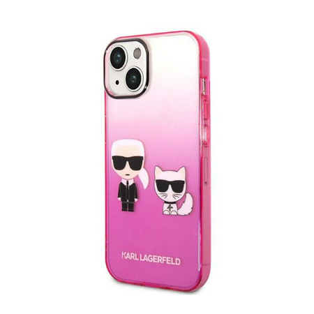 Karl Lagerfeld Gradient Ikonik Karl & Choupette - Etui iPhone 14 Plus (różowy) (KLHCP14MTGKCP)