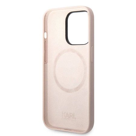 Karl Lagerfeld Silicone Ikonik Karl`s Head MagSafe - Etui iPhone 14 Pro (różowy) (KLHMP14LSLKHLP)