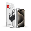 Crong Anti-Bacterial 3D Armour Glass - Szkło hartowane 9H na cały ekran iPhone 15 Pro + ramka instalacyjna (CRG-AB3DAG-IP15P)