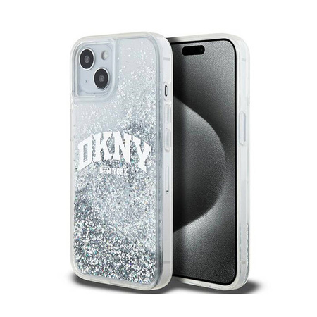 DKNY Liquid Glitter Big Logo - Etui iPhone 15 / 14 / 13 (biały) (DKHCP15SLBNAET)