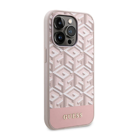 Guess GCube Stripes MagSafe - Etui iPhone 14 Pro (Różowy) (GUHMP14LHGCFSEP)