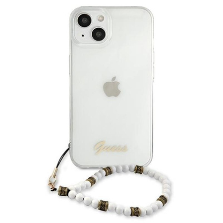 Guess White Pearl Strap - Etui iPhone 15 / 14 / 13 (przezroczysty) (GUHCP13MKPSWH)
