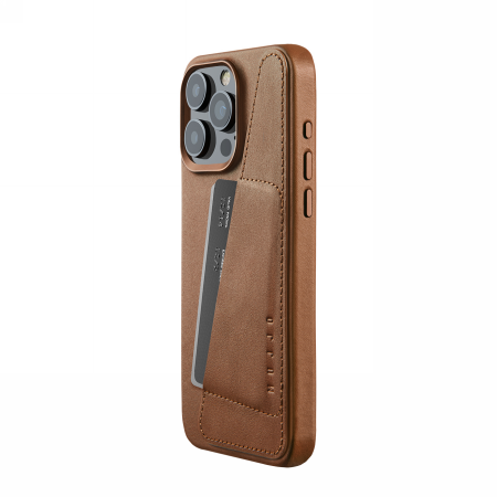 Mujjo Full Leather Wallet Case - etui skórzane do iPhone 15 Pro Max kompatybilne z MagSafe (tan) (MUJJO-CL-042-TN)