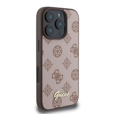 Guess Peony Script MagSafe - Etui iPhone 16 Pro (brązowy) (GUHMP16LPGPYSW)