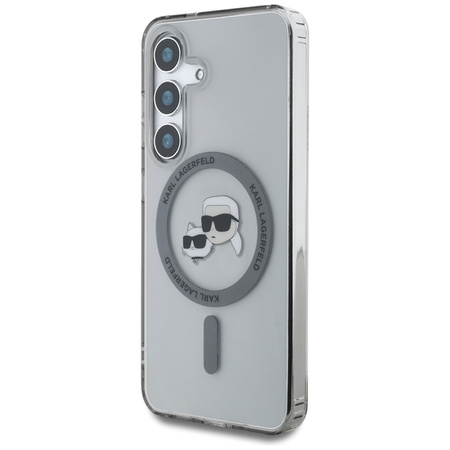 Karl Lagerfeld Button Karl & Choupette Heads Printed Logo MagSafe - Etui Samsung Galaxy S25 (czarny) (KLHMS25SHLSKCK)
