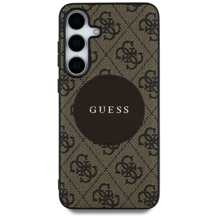 Guess 4G Round Patch Classic Logo MagSafe - Etui do Samsung Galaxy S25 (brązowy) (GUHMS25SP4PGRSGW)