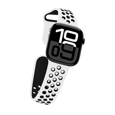 Crong Duo Sport - Pasek do Apple Watch 38/40/41/42 mm (biały/czarny) (CRG40DSBWHI)