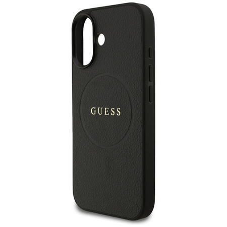 Guess Grained Ring MagSafe - Etui iPhone 17 (czarny) (GUHMP17SPGHSMMK)