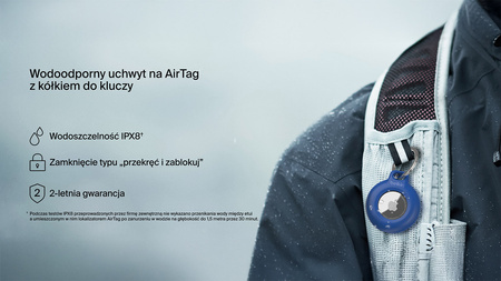 Belkin Uchwyt na AirTag z kółkiem do kluczy, wodoodporny, niebieski (MSC013BTBL)