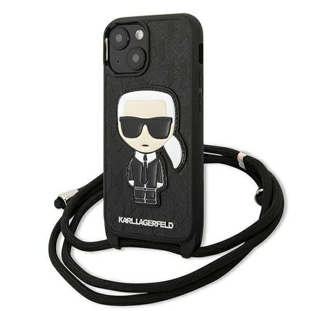 Karl Lagerfeld Monogram Leather Patch and Cord Iconik - Etui iPhone 13 mini (KLHCP13SCMNIPK)