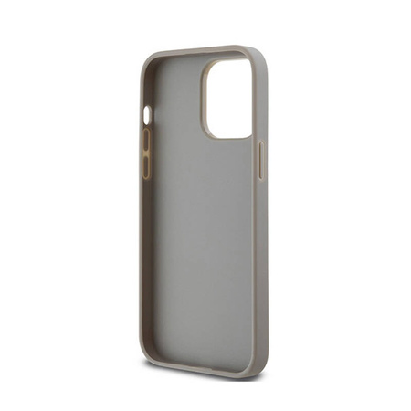 DKNY Leather Mono Stripe & Metal Logo - Etui iPhone 14 Pro (beżowy) (DKHCP14LPRTHSLE)