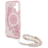 Guess IML Flowers With Pearl Strap MagSafe - Etui iPhone 16 (różowy) (GUHMP16SHFWBRCESP)
