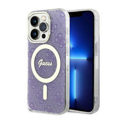Guess 4G MagSafe - Etui iPhone 14 Pro (Purpurowy) (GUHMP14LH4STU)