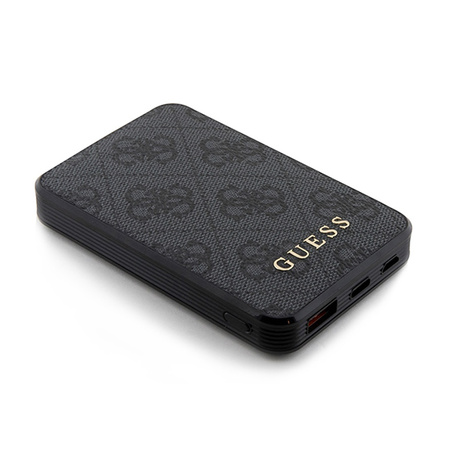 Guess 4G Leather Metal Logo - Power Bank 5000 mAh 15W (czarny) (GUPB5LP4GEGK)