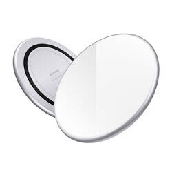 Crong PowerSpot Fast Wireless Charger – Aluminiowa ładowarka bezprzewodowa Qi 15W USB-C z powłoką ze szkła hartowanego (Silver White) (CRG-PS15W-WHI)