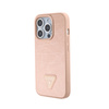 Guess Croco Triangle Metal Logo - Etui iPhone 15 Pro (różowy) (GUHCP15LPCRTHCP)
